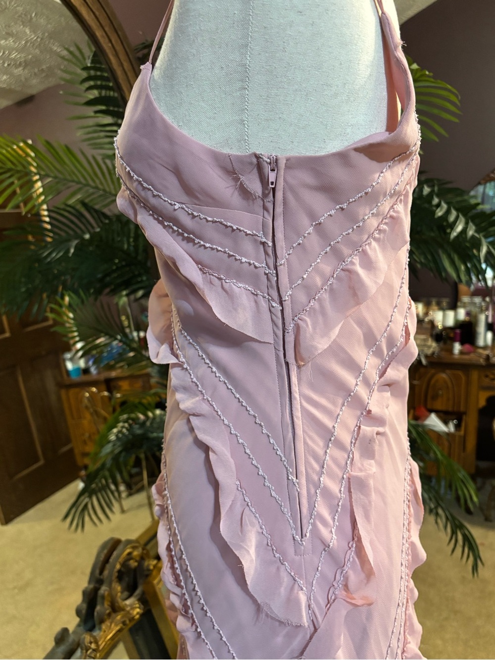 Pink Ruffle Slip Dress - Picture 4 of 5